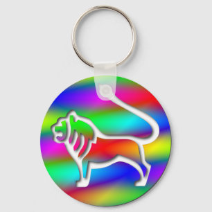 Löwe-Regenbogen-Farblöwe-Tierkreis-Stern-Zeichen Schlüsselanhänger