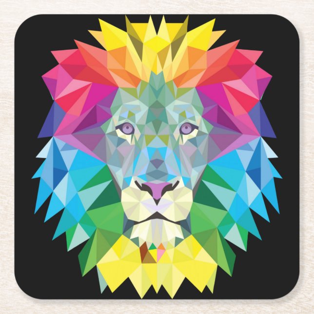 Löwe-Regenbogen Rechteckiger Pappuntersetzer (Vorderseite)