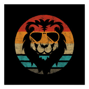 Löwe Retro-Stil Vintage Poster