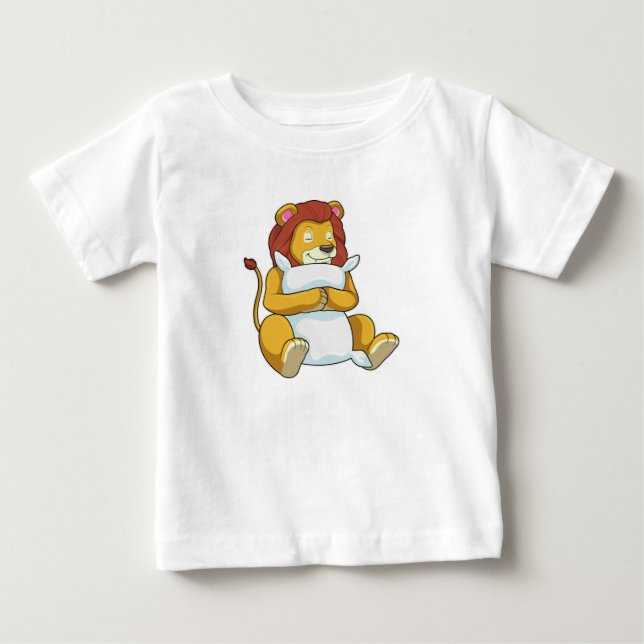 Löwe schlafend mit Kissen Baby T-shirt (Vorderseite)