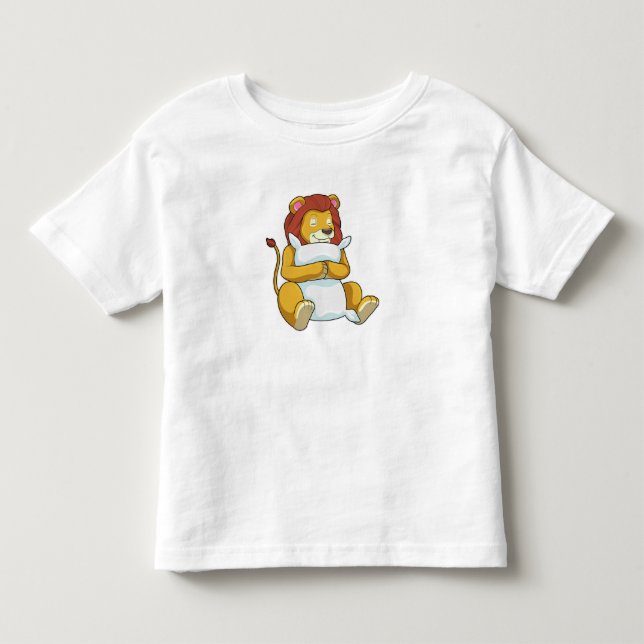 Löwe schlafend mit Kissen Kleinkind T-shirt (Vorderseite)