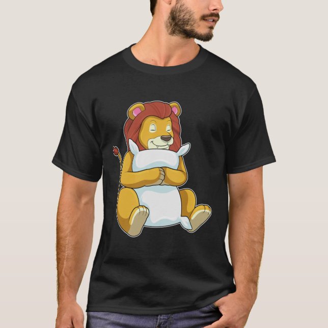 Löwe schlafend mit Kissen T-Shirt (Vorderseite)