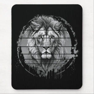 Löwe Schwarz und Weiß Mousepad