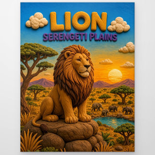 Löwe Serengeti-Ebenen Modern KlayKoo Postkarte