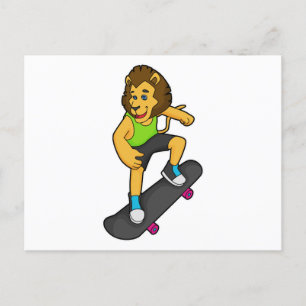 Löwe Skater Skateboard Postkarte