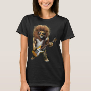 Löwe spielt elektrische Gitarre Tier Löwe Gitarr T-Shirt