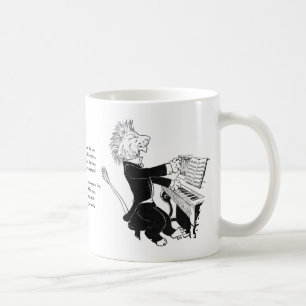 Löwe spielt Klavier Antique Louis Wain Zeichnung Kaffeetasse