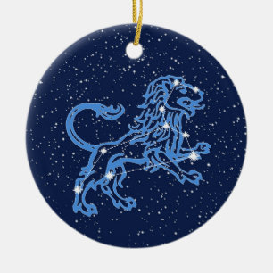 Löwe-Sternbild und Tierkreiszeichen mit Sternen Keramik Ornament