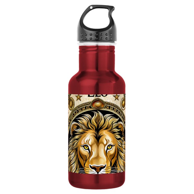 Löwe Sternzeichen Edelstahlflasche (Vorderseite)