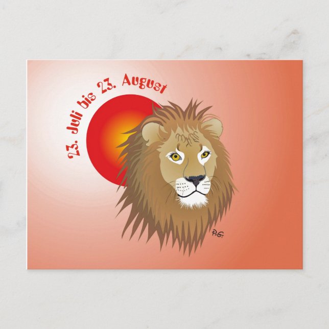 Löwe Sternzeichen Postkarte (Vorderseite)
