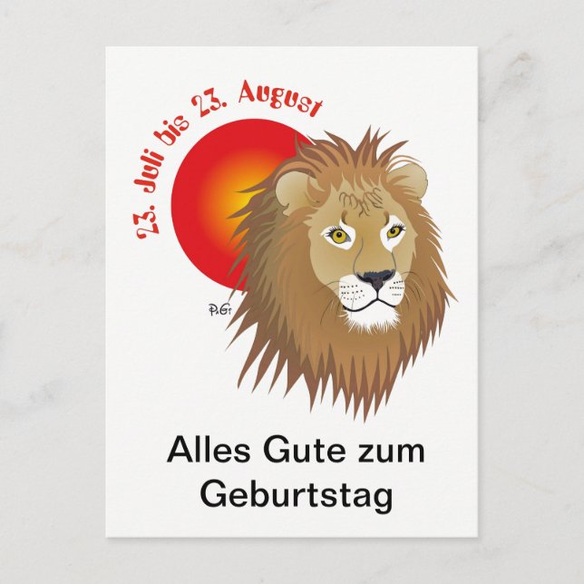 Löwe Sternzeichen Postkarte (Vorderseite)