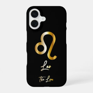 Löwe-Sternzeichen, Schwarz & Gold iPhone 16 Hülle