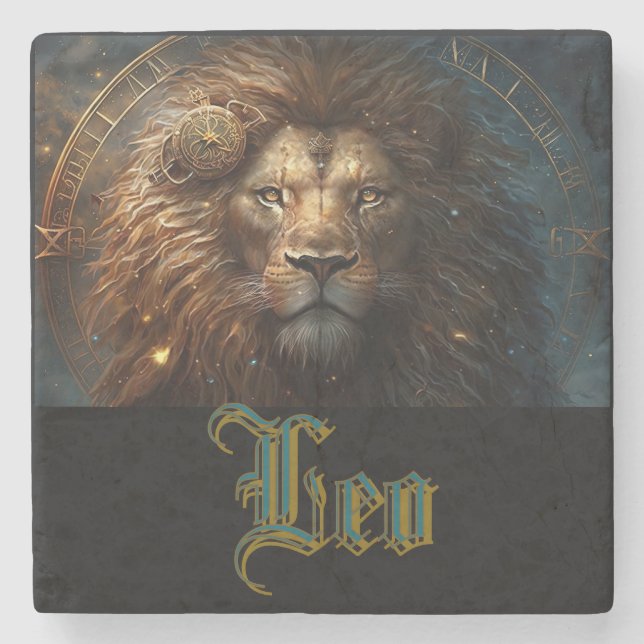 Löwe-Sternzeichen Steinuntersetzer (Vorderseite)