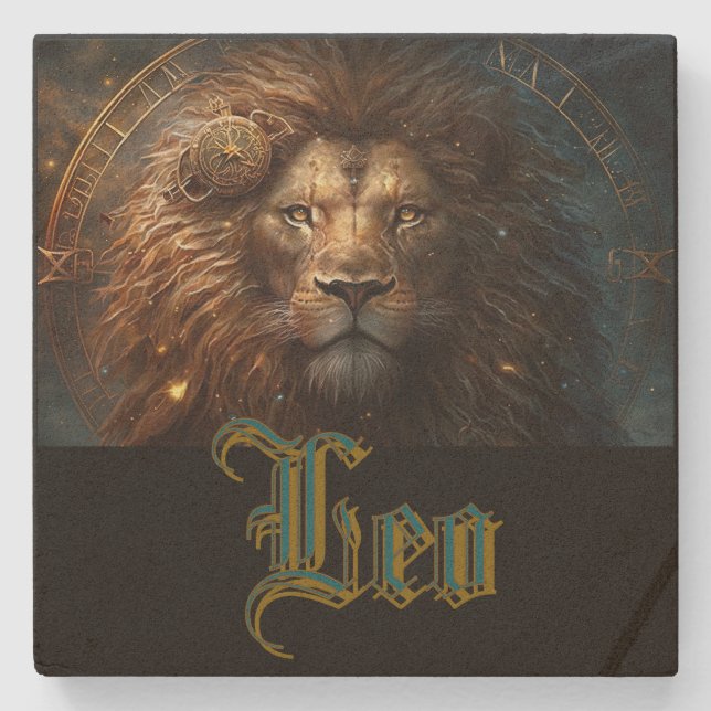 Löwe-Sternzeichen Steinuntersetzer (Vorderseite)