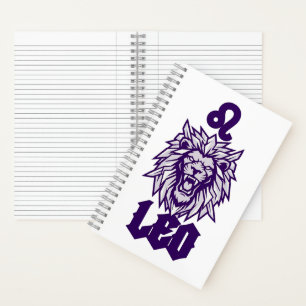 Löwe-Sternzeichen Violett Cyber-Maskottchen Notizbuch