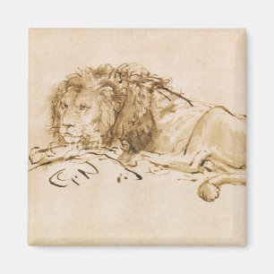 Löwe-Stillstehen (Feder auf Papier) Magnet