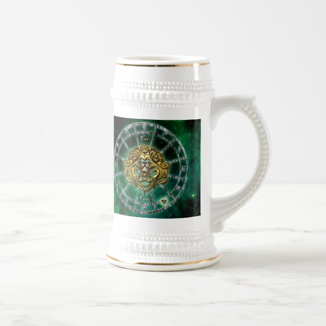 Löwe-Tierkreis-Astrologieentwurf Bierglas (Rechts)