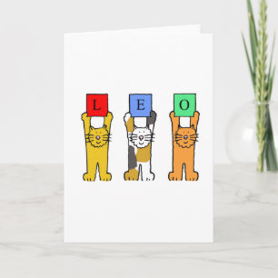Löwe-Tierkreis-Zeichen-Cartoon-Katzen Karte