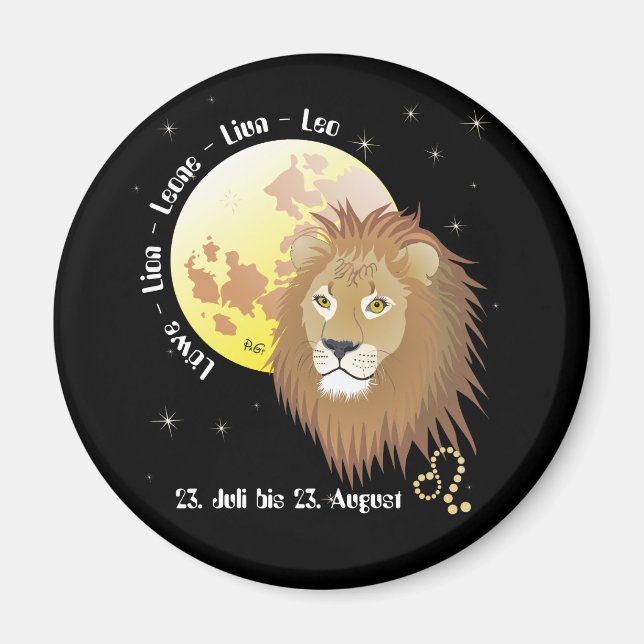 Löwe - Tierkreiszeichen Magnet (Vorne)