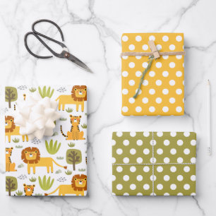 Löwe Tiger Dschungel Geschenkpapier Set von 3