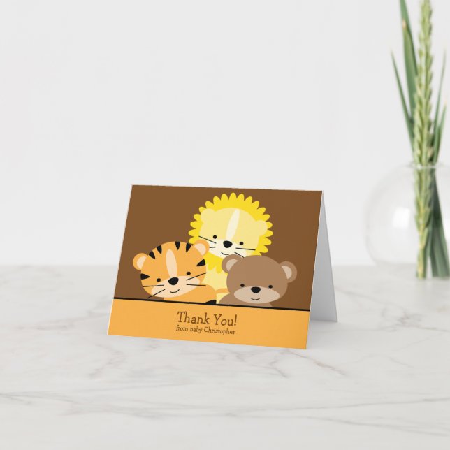 Löwe, Tiger u. Bär danken Ihnen Anmerkungs-Karte Dankeskarte (Vorderseite)