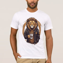 Löwe trinkt Kaffee-Design T-Shirt