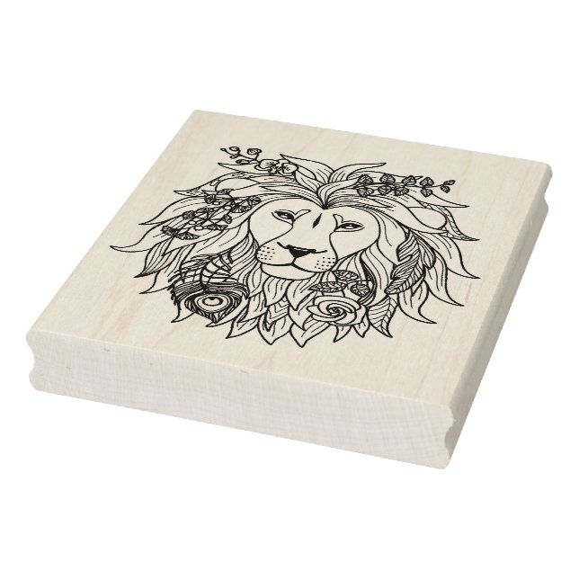 Löwe und Blume Doodle Gummistempel (Stempel)