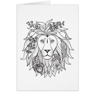 Löwe-und Blumen-Gekritzel