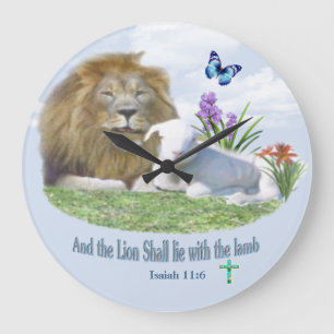 Löwe und das Lamm-Bibelverse Große Wanduhr
