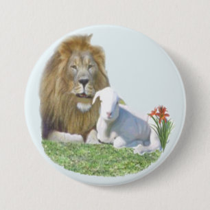 Löwe und das Lamm Christliche Geschenke Button