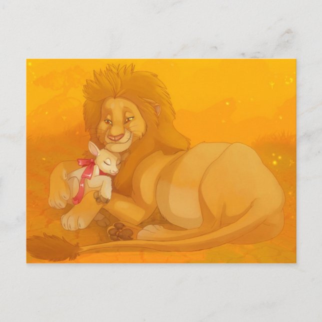 Löwe und die Lamb-Postkarte Postkarte (Vorderseite)