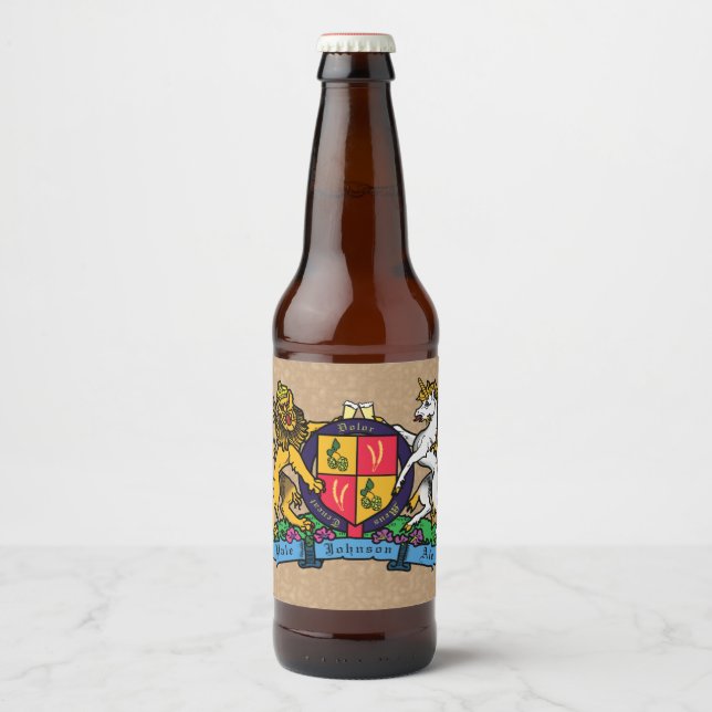 Löwe und Einhorn Rampant Bierdeckel Bierflaschenetikett (Vorderseite)