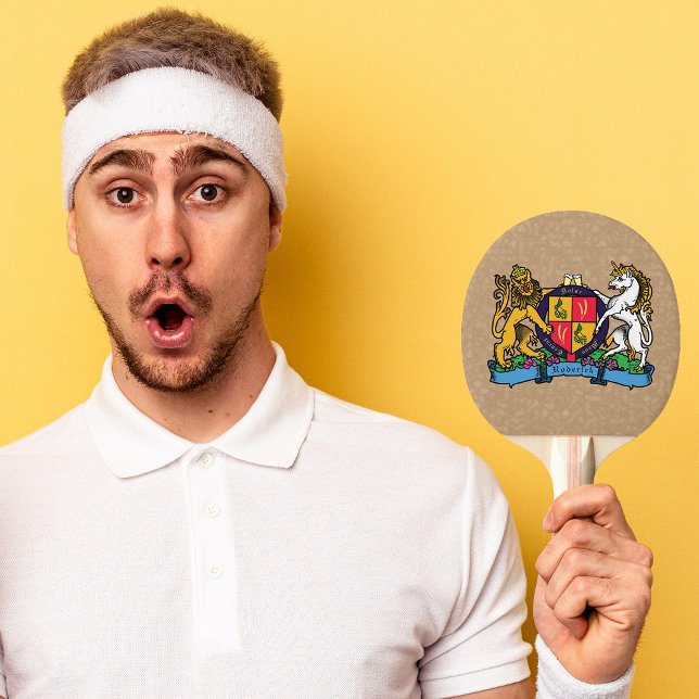 Löwe und Einhorn Rampant Bierdeckel Tischtennis Schläger (Von Creator hochgeladen)