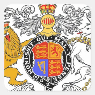 LÖWE UND EINSHORN WAPPEN QUADRATISCHER AUFKLEBER