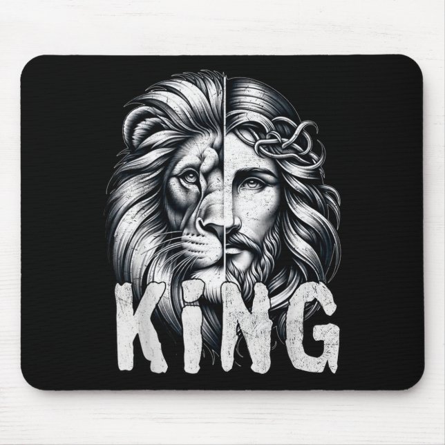 Löwe und Jesus König christlicher Glaube Design  Mousepad (Vorne)