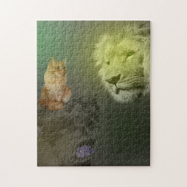 Löwe und Katze, Puzzle aus Jigsaw (Vertikal)