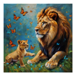 Löwe und Kübel Poster