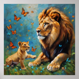 Löwe und Kübel Poster