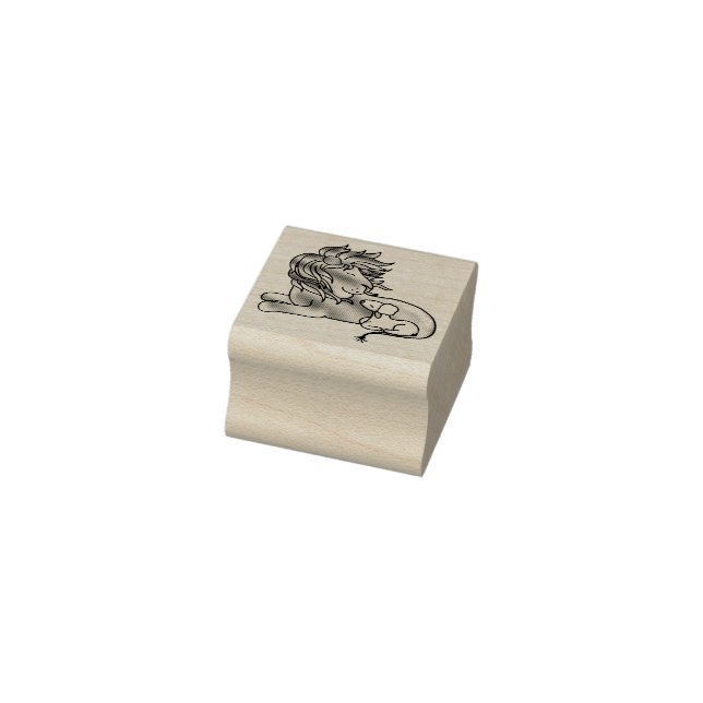 Löwe und Lamb | Briefmarke der Holzkunst Gummistempel (Stempel)