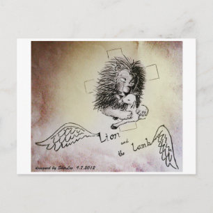 Löwe und Lamb Postkarte