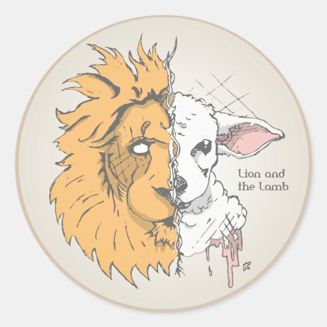 Löwe und Lamb Runder Aufkleber (Vorderseite)