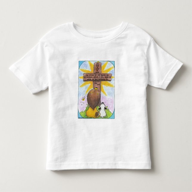 Löwe und Lamm am Kreuz Kleinkind T-shirt (Vorderseite)