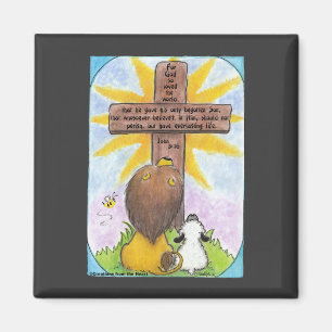 Löwe und Lamm am Kreuz Magnet