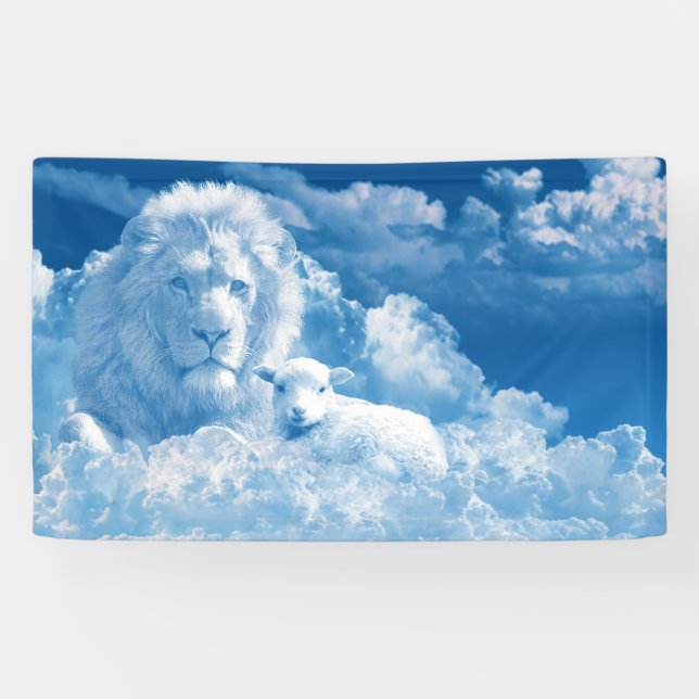 Löwe und Lamm in den Wolken Banner (Horizontal)