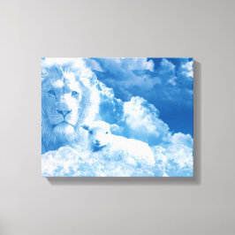 Löwe und Lamm in den Wolken Leinwanddruck