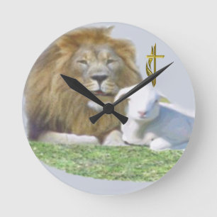 Löwe und Lamm Runde Wanduhr