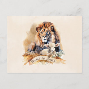 Löwe und Lamm Weihnachtskarten Postkarte