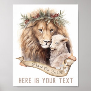Löwe und Lamm Weihnachtszeichen Poster