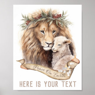 Löwe und Lamm Weihnachtszeichen Poster