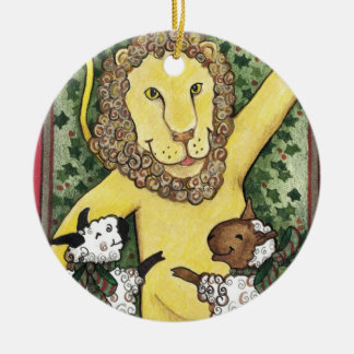 Löwe und Lämmer, Weihnachtsverzierung Keramikornament